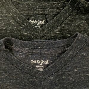 Cat & Jack heathered v-neck 2 pack t-shirts boys L
